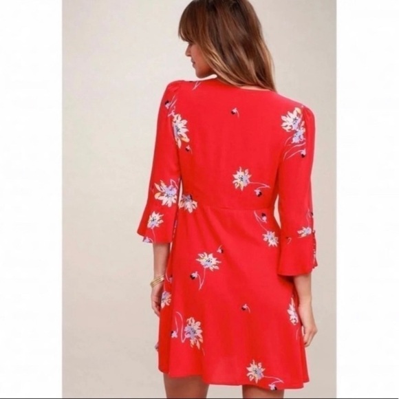 Free People Time On My Side Red Floral Mini Dress Y2K - Picture 3 of 8